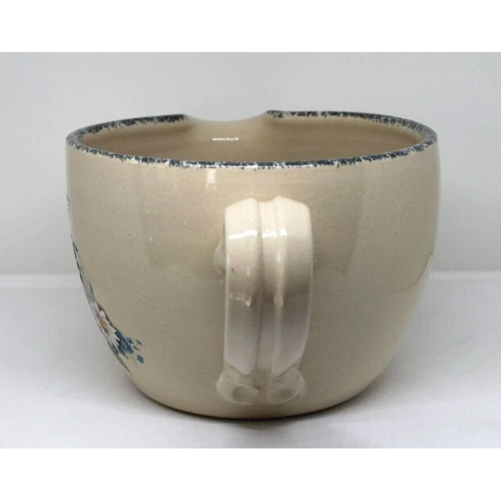 Casey Pottery Marshall Texas Stoneware Daisy Floral Mixing Bowl & Spout 1995 USA